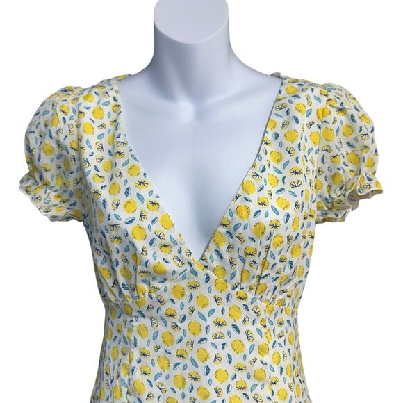 Princess Polly Kasey Lemon Fruit Mini Dress Womens US Size 4 In Yellow Multi - Picture 5 of 16